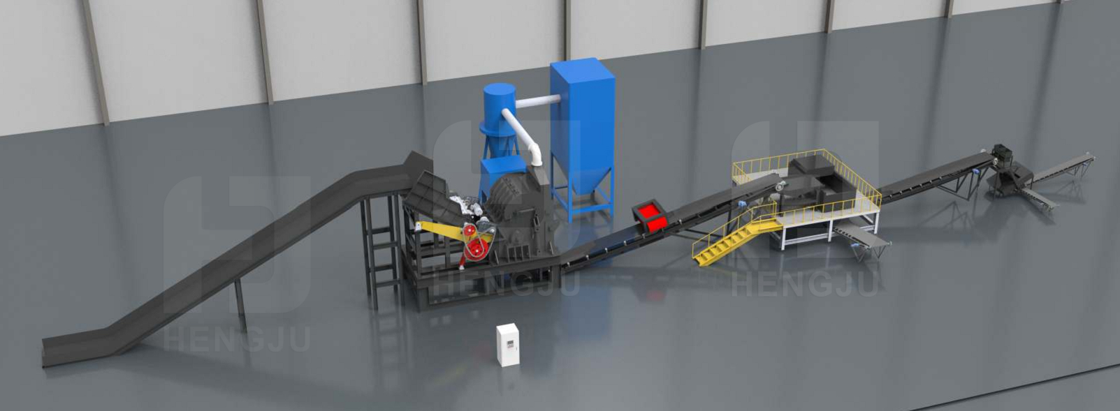 Plastic steel processing and sorting system scheme